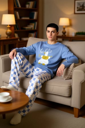 Unisex Uzun Kollu Ordek Baskılı Ekose Pijama Takımı Fonksiyonel Dayanıklı Kaliteli Estetik