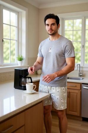 Erkek Baskılı Şortlu Pijama Takımı Fonksiyonel Dayanıklı Kaliteli Konforlu Estetik Premium