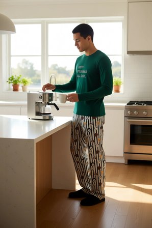 Erkek Baskılı Pijama Takımı Ev Giyim Konforu Fonksiyonel Dayanıklı Kaliteli Konforlu Rahat