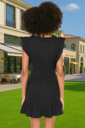 Rahat Bodycon Mini Elbise Yazlık Polyester Fırfır Detaylı Premium Kalite Günlük Kullanım İçin