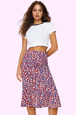 Kadın Yüksek Bel Midi Dokuma Etek Casual Günlük Stil İçin Çok Animal Desen Kaliteli Malzeme