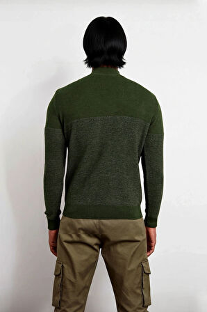 Erkek Basic Slim Fit Dik Yaka Akrilik Yün Karışımlı Uzun Kollu Triko Kazak Kış İçin İdeal Kaliteli