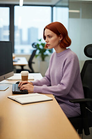 Kadın Rahat Oversize Triko Kazak Düşük Kol Bisiklet Yaka Kışlık Günlük Basic Giyim Stili Kaliteli