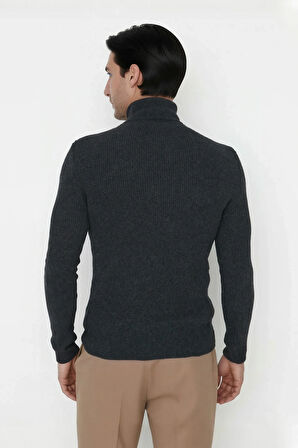 Erkek Fitted Balıkçı Yaka Fitilli Pamuklu Kışlık Kazak Soğuk Havalarda Tarz Sahibi Görünüm Sağlar