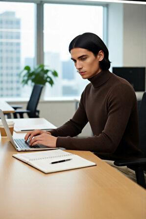 Erkek Fitted Balıkçı Yaka Fitilli Pamuklu Kışlık Kazak Soğuk Havalarda Tarz Sahibi Görünüm Sağlar