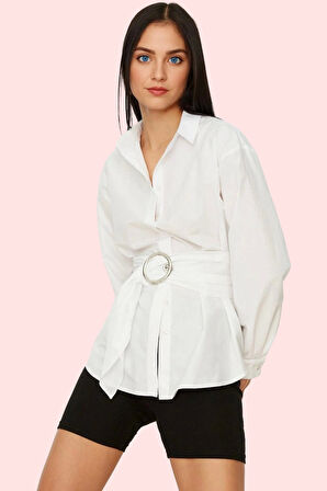 Kadın Uzun Kollu Gömlek Kemerli Şık Fitted Kalıp İş Hayatı İçin Yaz Aylarının Vazgeçilmezi