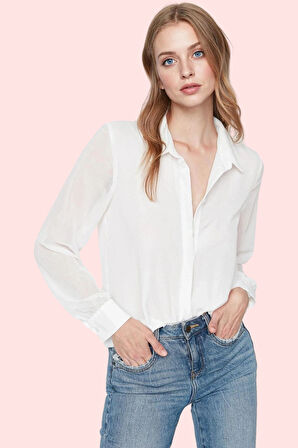 Kadın Gömlek Yaka Uzun Kollu Queen Crep Dokuma Nefes Alabilir Günlük Kullanım Modern Tasarım