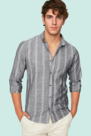 Erkek Basic Gömlek Slim Fit Pamuk Günlük İş Kombinleri için İdeal Yaz Aylarının Vazgeçilmezi