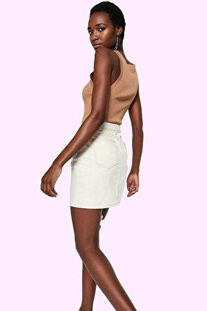 Kadın A line Denim Kemerli Etek Pamuk Günlük Kullanım Hafta Sonu Yaz Aylarının Vazgeçilmezi