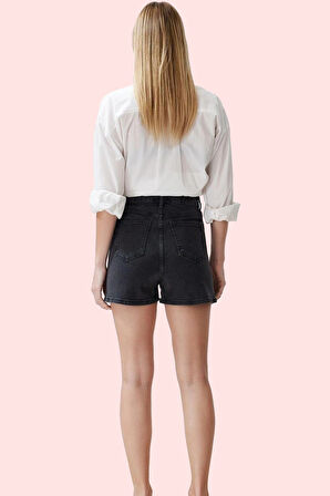 Kadın Cool & Comfort Denim Şort City Kalıp Yüksek Bel Yaz Günlük Hafta Sonu Modern Tasarım