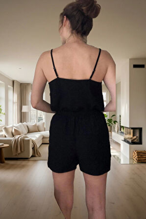 Yazlık Viskoz Pijama Takımı Dantelli Şortlu İnce Askılı Homewear Rahat Kullanım