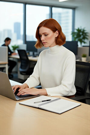 Kadın Oversize Dik Yaka Kışlık Triko Kazak Düz Düşük Kol Modern ve Şık Günlük Kombinler İçin