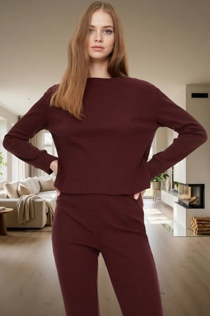 Pamuklu Pijama Takımı Örme Kumaş Rahat Kalıp Kış İçin İdeal Konforlu Kesim Yüksek Kalite