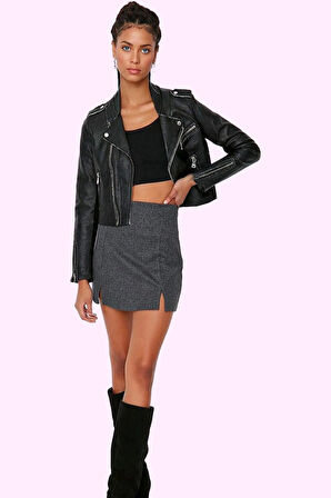 Kadın Mini Kalem Etek Kışlık Normal Bel Yırtmaç Detaylı Smart Stil Yaz Aylarının Vazgeçilmezi