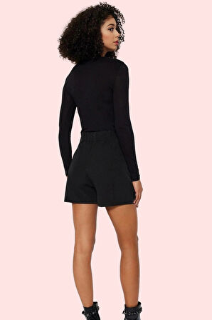 Kadın Kısa Boy Şort Etek Yüksek Bel Dar Paça Dokuma Finike Kumaş Günlük Kombinler Hafta Sonu