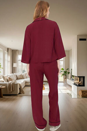 Ev Giyim Pijama Takımı Viskon Shally Dokuma Kışlık Modern Stil Özel Tasarım