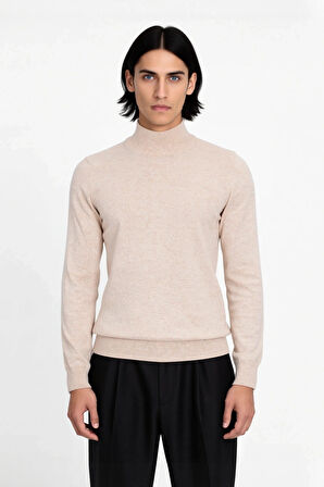 Erkek Standart Kol Fitted Kalıp Triko Kazak Günlük Giyimde Zarafet ve Şıklığı Birleştirir Kaliteli