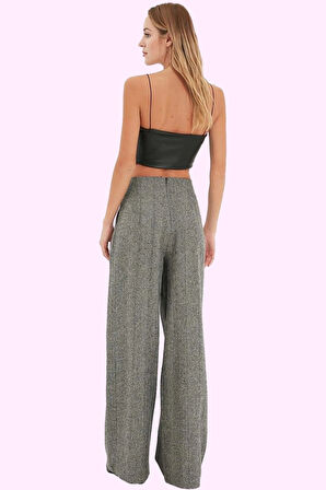 Kadın Dokuma Palazzo Pantolon Wide Leg Boru Paça Casual Günlük Kombin Yaz Aylarının Vazgeçilmezi