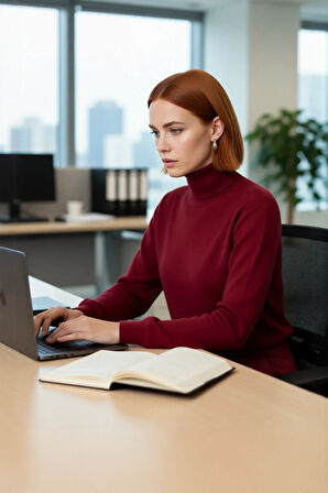 Kadın Basic Oversize Balıkçı Yaka Triko Kazak Standart Kol Rahatlığıyla Kış Sezonu Vazgeçilmezi