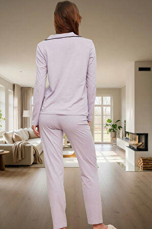 Rahat Yumuşak Örme Pijama Takımı; Panda Baskı Uzun Kollu Pamuklu Seçkin Malzeme