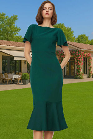 Kadın Basic Koleksiyon Midi Elbise Finike Kumaş Özel Tasarım Rahat Ve Şık Modern Stil Seçkin Malzeme