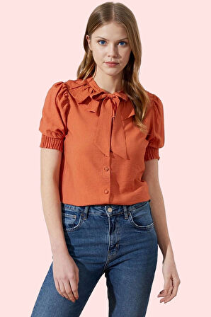 Kadın Regular Gömlek Viskoz Karışımlı Balon Kol İş ve Günlük Kombinler Yaz Aylarının Vazgeçilmezi