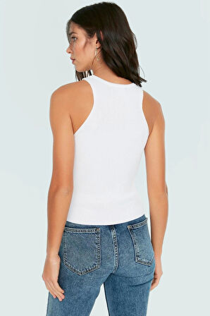 Şık Viskoz Bluz Fitted Bisiklet Yaka Kolsuz Yaz Koleksiyonu Günlük Kullanım Rahat Ve