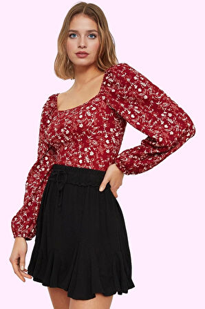 Kadın Bürümcük Dokulu Mini Etek Örme Kumaş Rahat Kesim Yazlık Günlük Kullanım Modern Tasarım