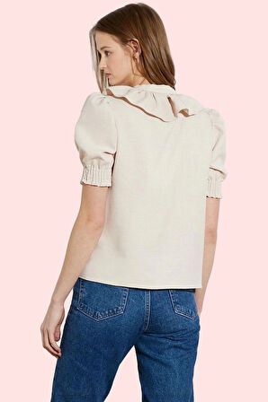 Kadın Regular Gömlek Viskoz Karışımlı Balon Kol İş ve Günlük Kombinler Yaz Aylarının Vazgeçilmezi