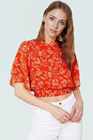 Yazlık Kadın Bluz Şifon Kumaş Dik Yaka Melek Kol Uzun Ömürlü Özenle Seçilmiş