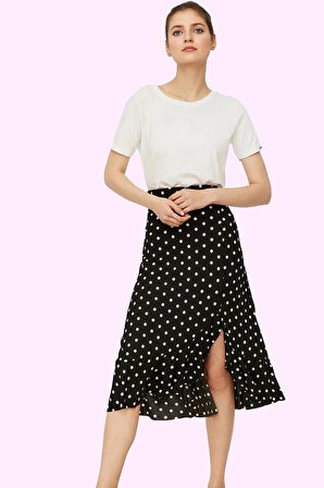 Kadın Skater Kalıp Midi Etek Renk Çiçek Desenli Yazlık Model Günlük Kullanım Modern Tasarım