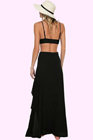 Kadın Yazlık Plaj Eteği Maxi Boy Renk A line Crinkle Dokuma Günlük Kullanım Modern Tasarım