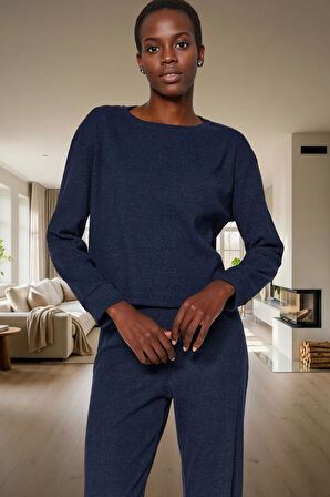 Pamuklu Pijama Takımı Örme Kumaş Rahat Kalıp Kış İçin İdeal Konforlu Kesim Yüksek Kalite