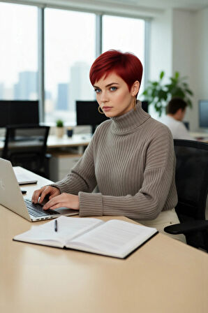 Kadın Oversize Super Crop Balıkçı Yaka Akrilik Triko Kazak Kışlık Günlük Stilinize Yenilik