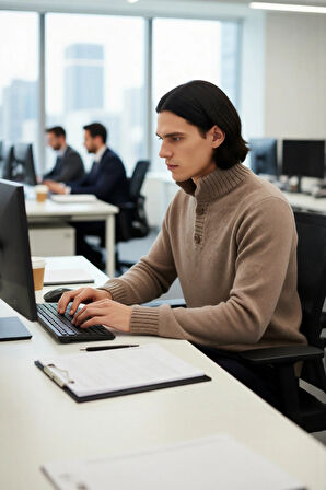 Erkek Gri Kalın Triko Düğmeli Dik Yaka Kazak Casual Ortamlar İçin Konforlu ve Şık Tasarım Kaliteli