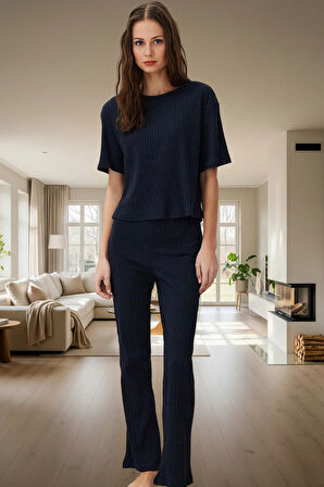 Polyester Pamuk Homewear Pijama Takımı Regular Kalıp 2 Parça Kaliteli İşçilik