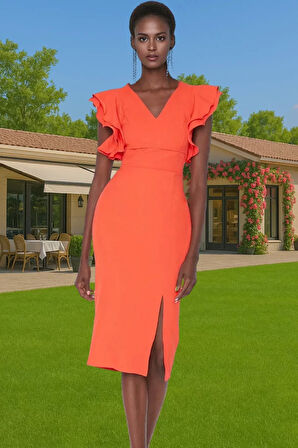 Bodycon Kalıp Kısa Kollu Polyester Abiye Elbise Profesyonel Görünüm Trend Tasarım Trend Tasarım