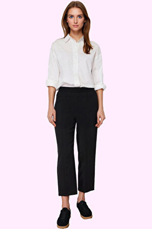 Kadın Polyester Karışımlı Dokuma Pantolon Normal Bel Boru Paça Günlük Stil Kaliteli Malzeme