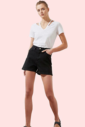 Kadın Cool & Comfort Denim Şort City Kalıp Yüksek Bel Yaz Günlük Hafta Sonu Modern Tasarım