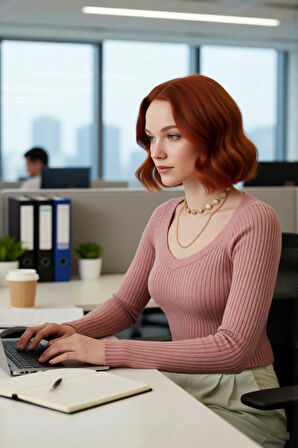 Kadın Super Crop Boy Triko V Yaka Kazak Fitted Kesim Reglan Kol Fitilli Doku Basic Tarz Casual