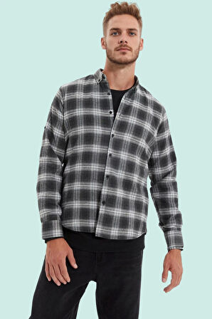 Erkek Klasik Ekose Gömlek Standart Kol Düğmeli Casual Tarz Günlük Kullanım Kaliteli Malzeme