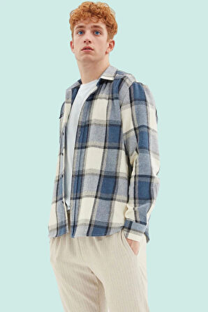 Erkek Pamuk Flanel Gömlek Ekose Desenli Kışlık Günlük Hafta Sonu Yaz Aylarının Vazgeçilmezi