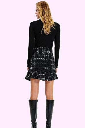 Kadın Tüvit Mini Etek Ekose Desenli Yüksek Bel Skater Kalıp Günlük Stil Yaz Aylarının Vazgeçilmezi