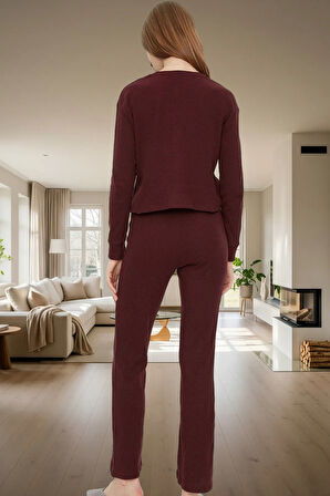 Pamuklu Pijama Takımı Örme Kumaş Rahat Kalıp Kış İçin İdeal Konforlu Kesim Yüksek Kalite