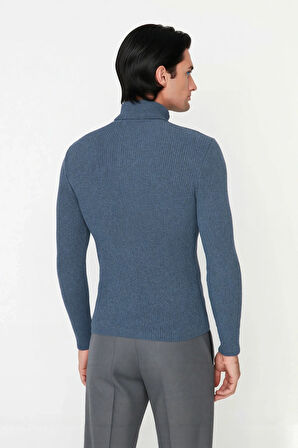 Erkek Fitted Balıkçı Yaka Fitilli Pamuklu Kışlık Kazak Soğuk Havalarda Tarz Sahibi Görünüm Sağlar