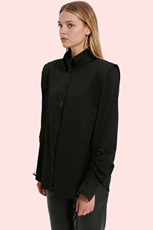 Kadın Basic Gömlek Uzun Kollu Yaka Düğmeli Dokuma Poplin Günlük Stil Yaz Aylarının Vazgeçilmezi