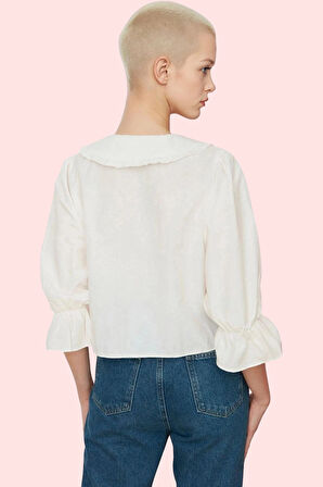 Kadın Pamuk Terrycotton Kumaş Bebe Yaka Gömlek Klasik Şıklık Günlük Kullanım Modern Tasarım