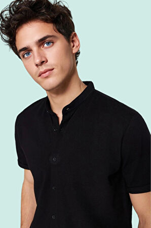 Erkek Slim Fit Örme Pike Gömlek Kısa Kollu Hakim Yaka Pamuk Yazlık Yaz Aylarının Vazgeçilmezi