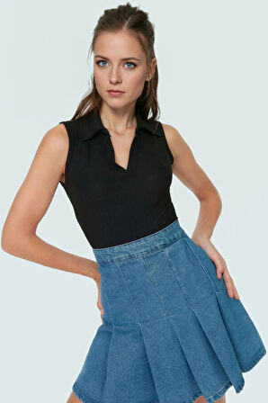 Yazlık Crop Bluz Polyester Elastan Örme Kumaş Rahat Kalıp Mükemmel Uyum Ve Şık Konforlu Kesim