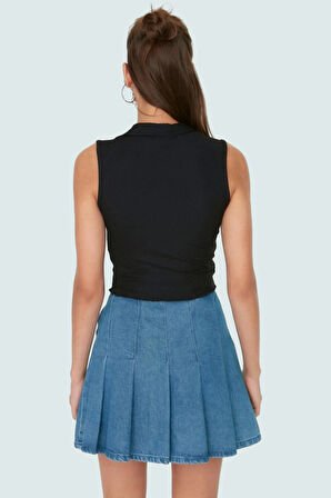 Yazlık Crop Bluz Polyester Elastan Örme Kumaş Rahat Kalıp Mükemmel Uyum Ve Şık Konforlu Kesim